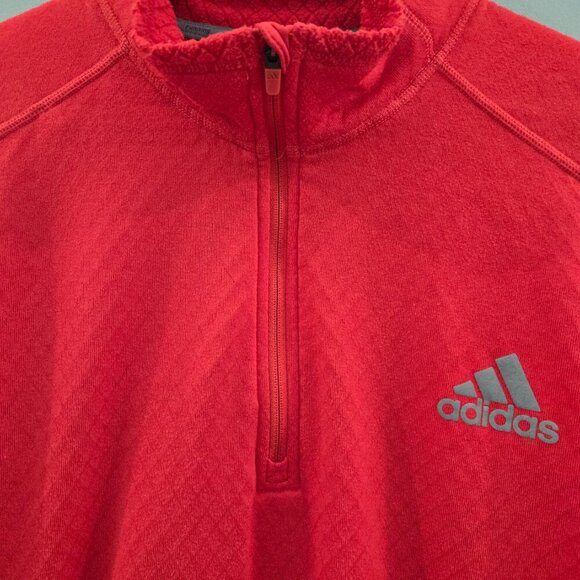 ADIDAS MENS RUNNING SWEATSHIRT SIZE XL RED COLOR WITH QUARTER ZIPPER - Picture 2 of 11
